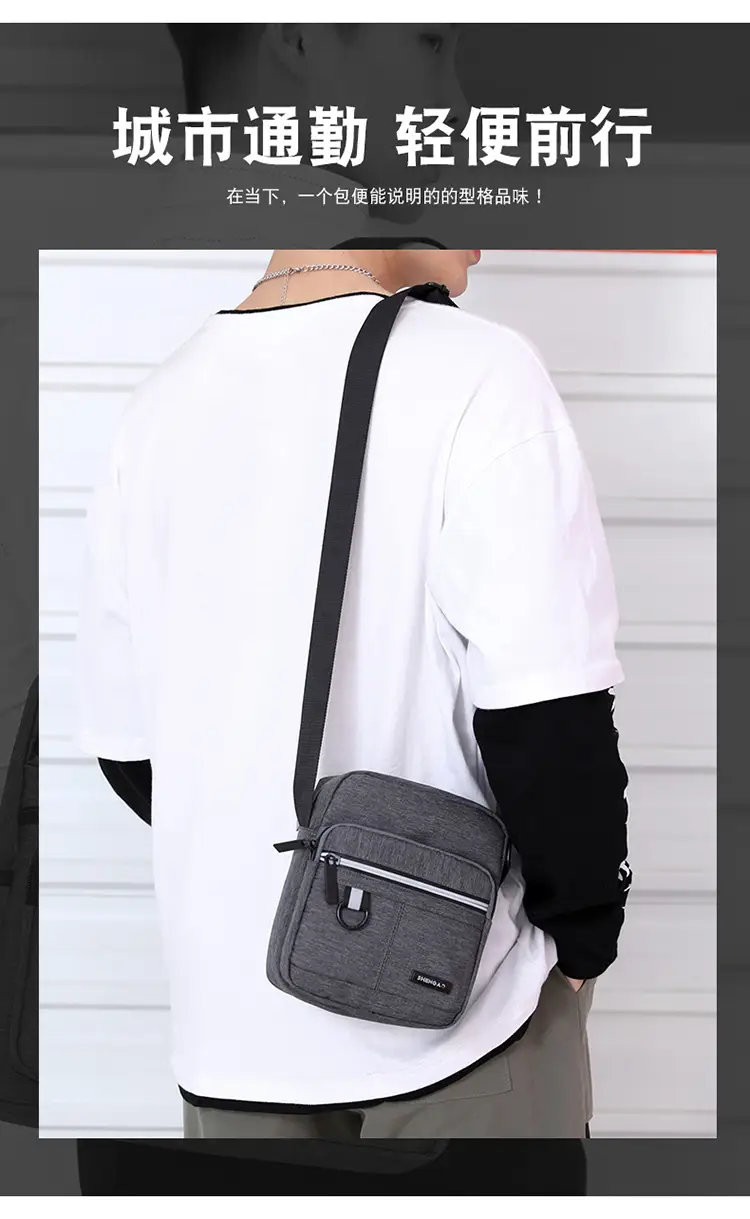 Men's Grey Oxford Crossbody Bag Commuting Business — feature 6
