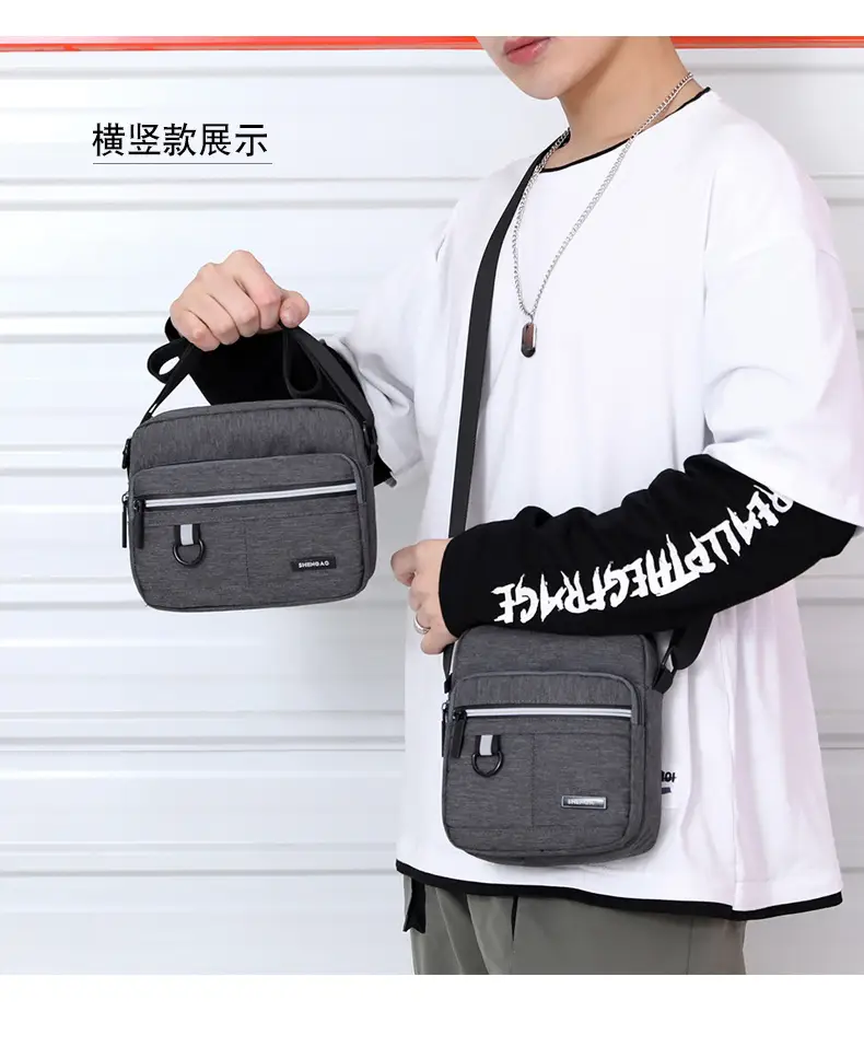 Men's Grey Oxford Crossbody Bag Commuting Business — feature 7