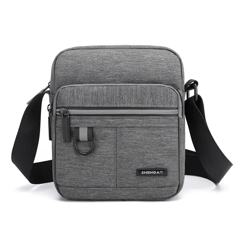 Men's Grey Oxford Crossbody Bag Commuting Business