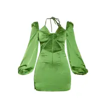 Black Long Sleeve Pleated Dress for Women — feature 13