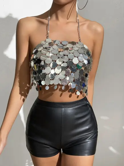 Black Rhinestone Fishnet Tank Top Sleeveless — feature 11