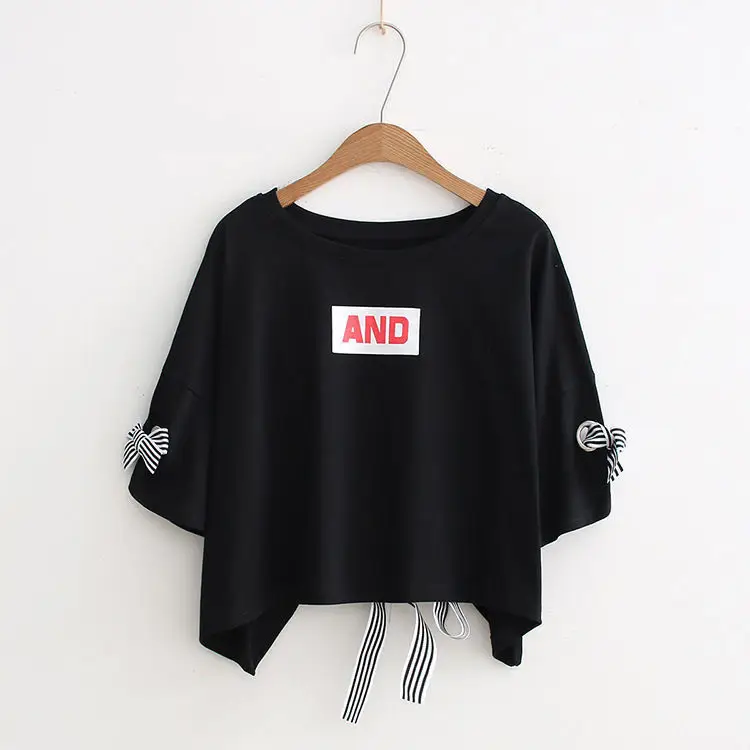 Women Yellow Bow Print T-Shirt Loose Sleeve Casual Top — feature 11