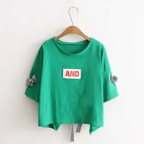 Women Yellow Bow Print T-Shirt Loose Sleeve Casual Top — feature 13