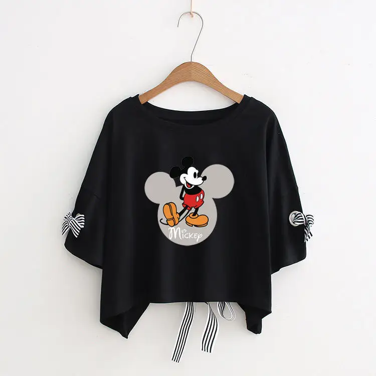 Women Yellow Bow Print T-Shirt Loose Sleeve Casual Top — feature 32