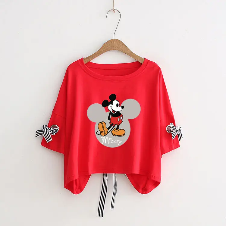 Women Yellow Bow Print T-Shirt Loose Sleeve Casual Top - Image 18