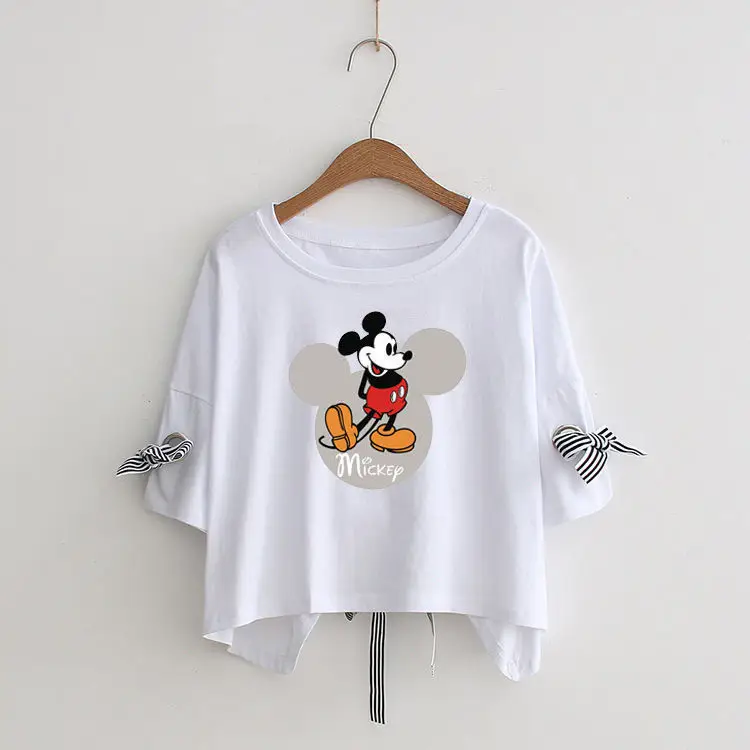 Women Yellow Bow Print T-Shirt Loose Sleeve Casual Top - Image 19