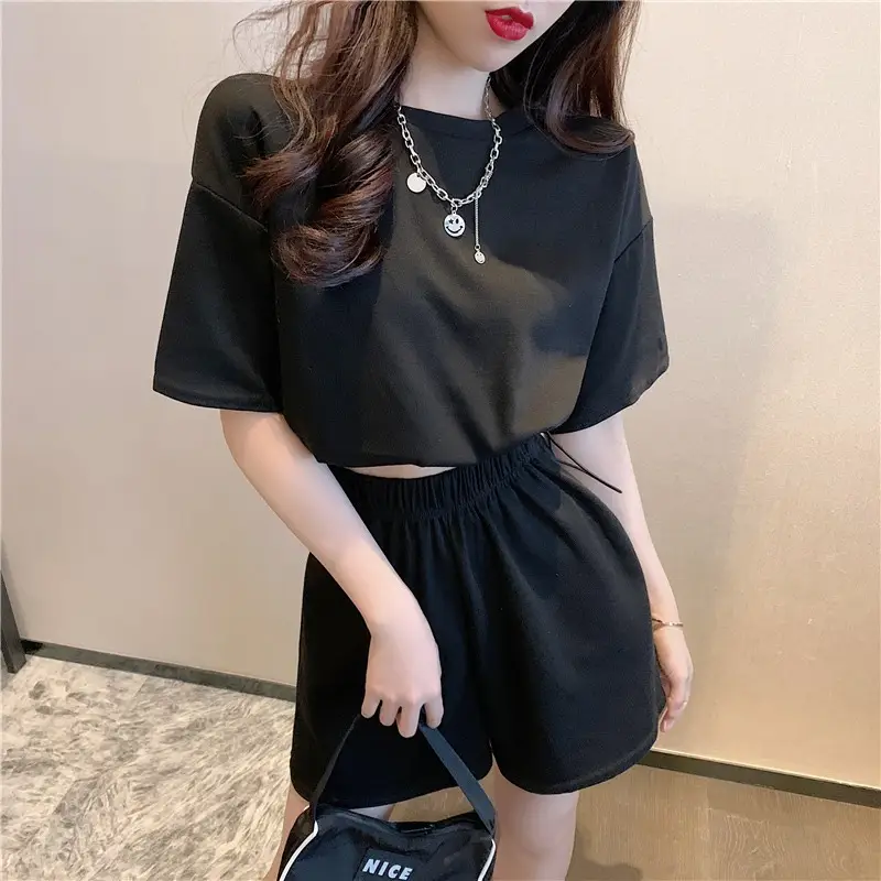 Women Grey Casual Shorts Set Summer Lightweight - Image 6