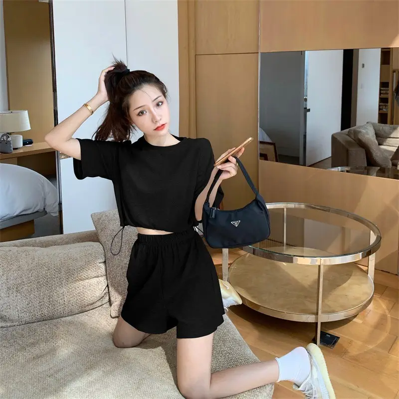 Women Grey Casual Shorts Set Summer Lightweight - Image 7