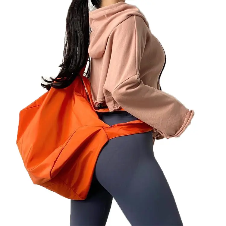 Orange Satchel Fitness Bag for Girls Large Capacity Yoga Training Bag