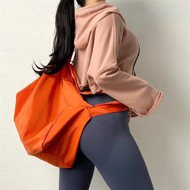 Orange Satchel Fitness Bag for Girls Large Capacity Yoga Training Bag