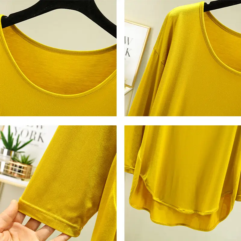 Women's White Long Sleeve T-Shirt Loose Fit Spring Summer - Image 11