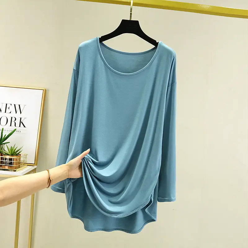 Women's White Long Sleeve T-Shirt Loose Fit Spring Summer - Image 12