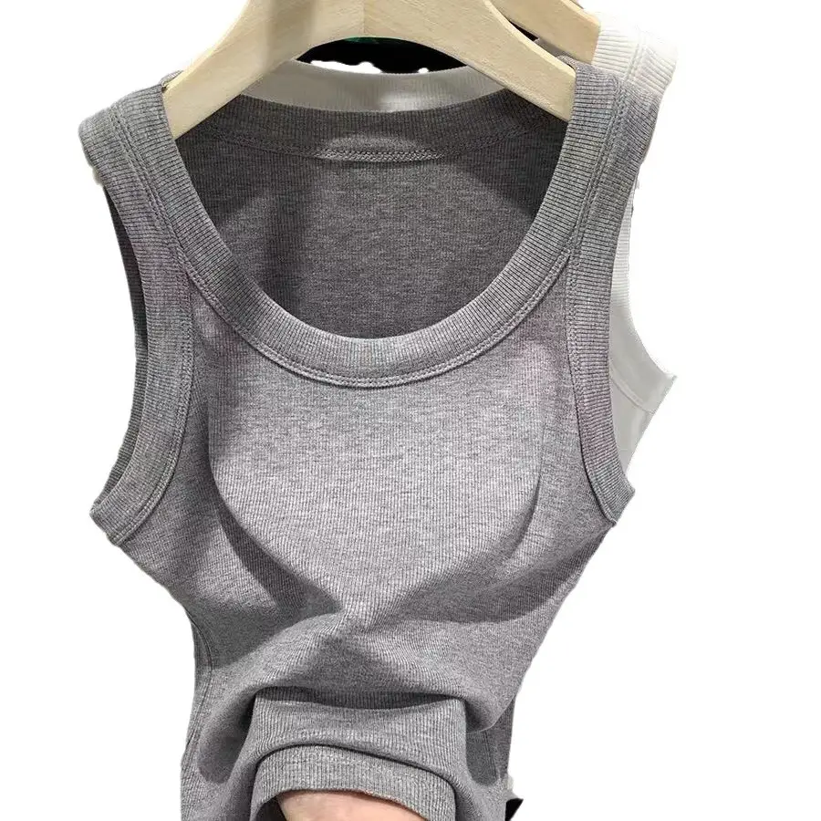 Women U-Neck Vest Sleeveless Summer Top Lavender - Image 8