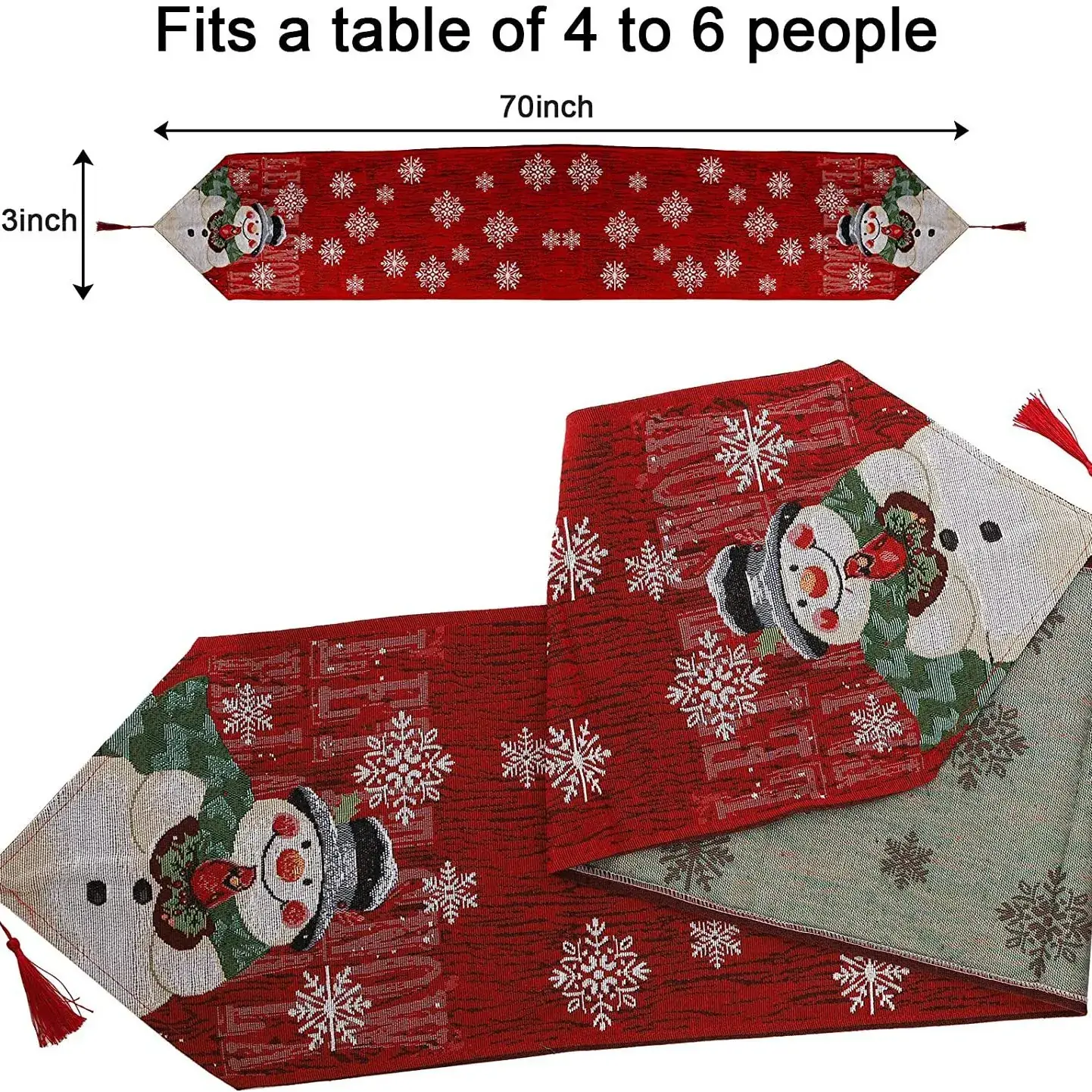 Cotton Snowman Table Runner for Christmas Dining Set - Image 3