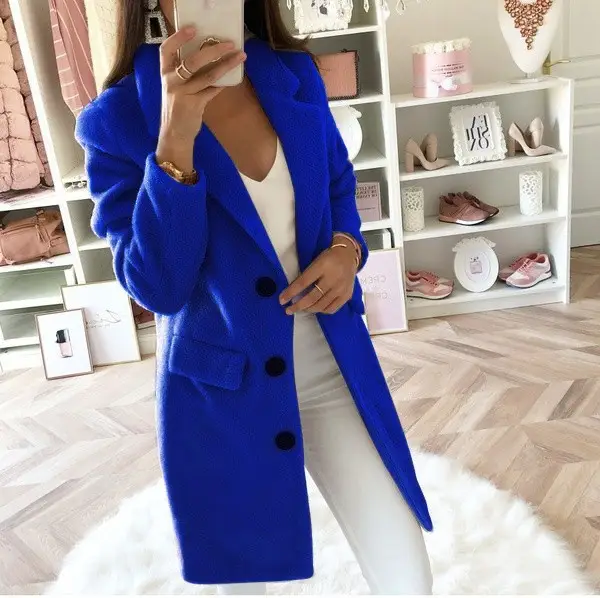 Women's Collar Woolen Coat Pure Color Suit 2025 - Image 7