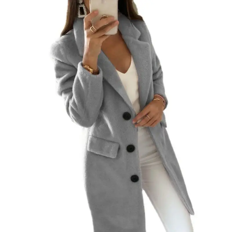 Women's Collar Woolen Coat Pure Color Suit 2025 - Image 2