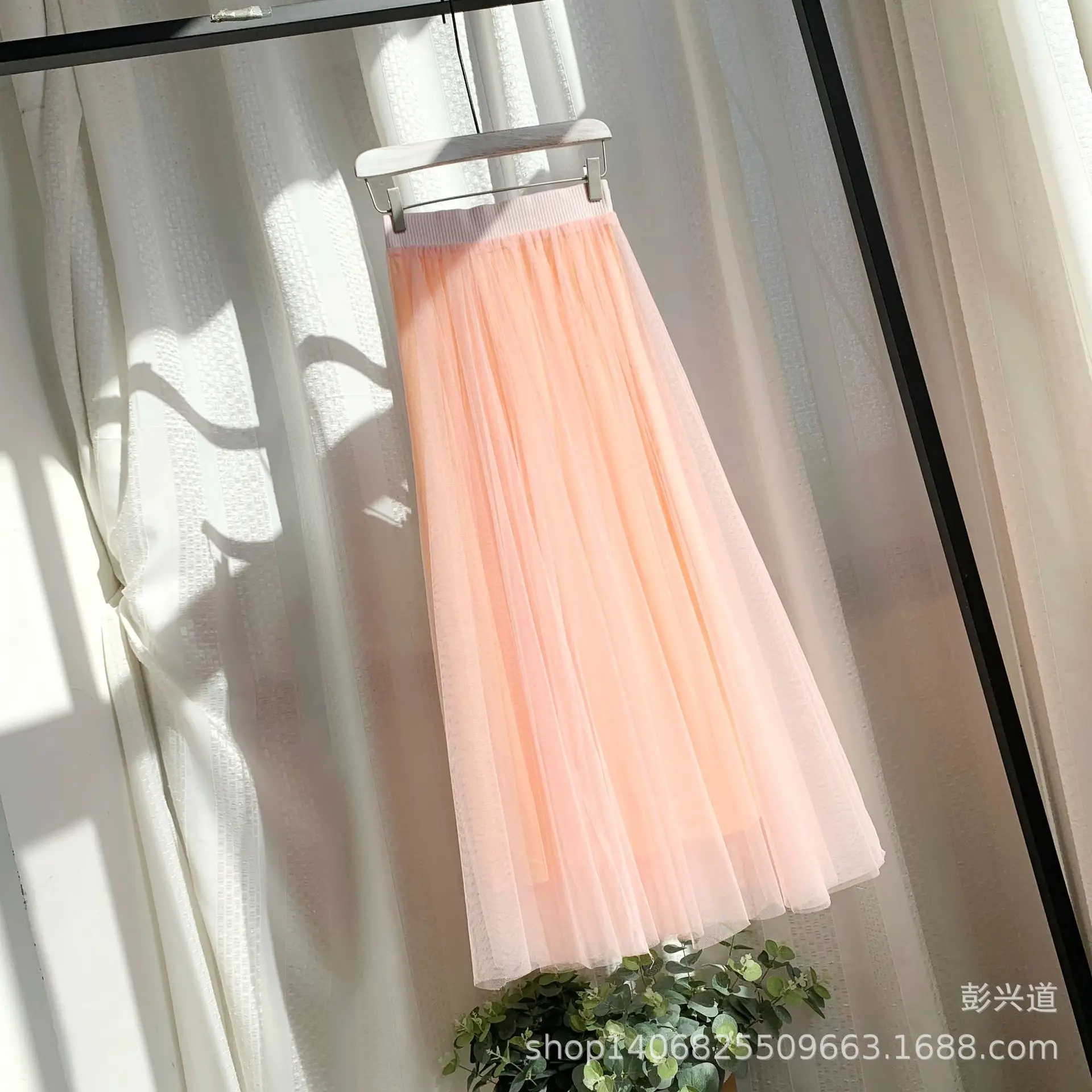 White Three Layer Mesh Long Skirt Large Swing Midi - Image 3