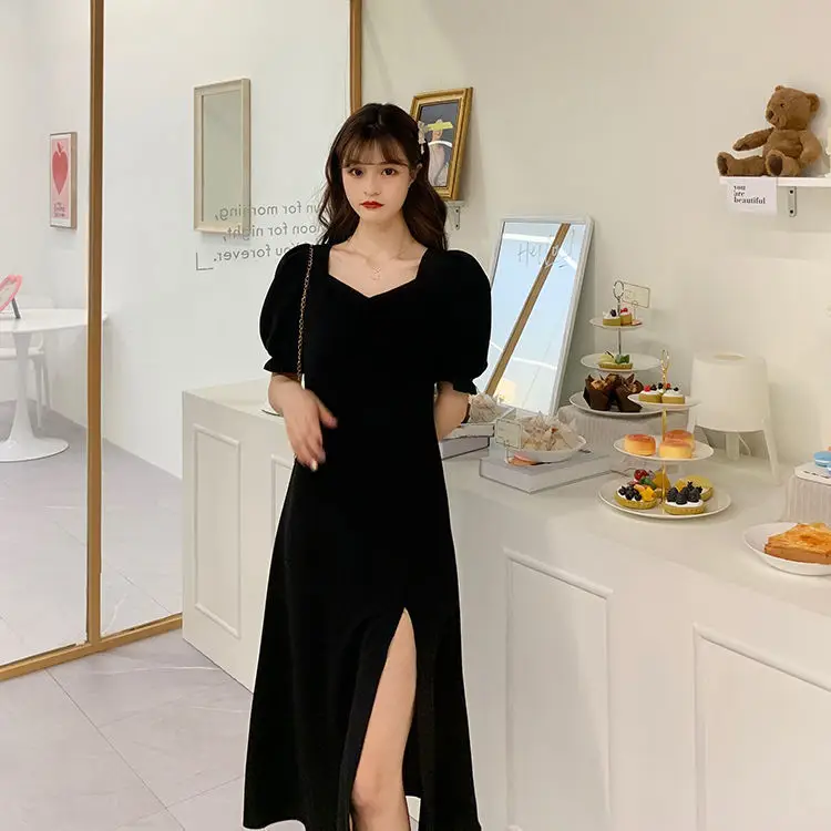 Black Slimming Cross-Country Dress for Plus Size - Image 4