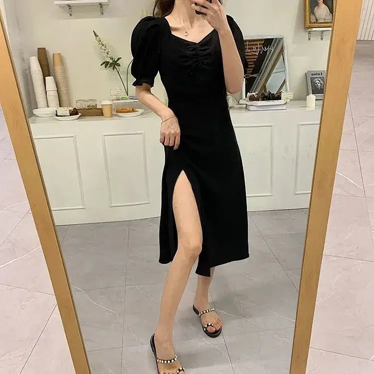 Black Slimming Cross-Country Dress for Plus Size — feature 15