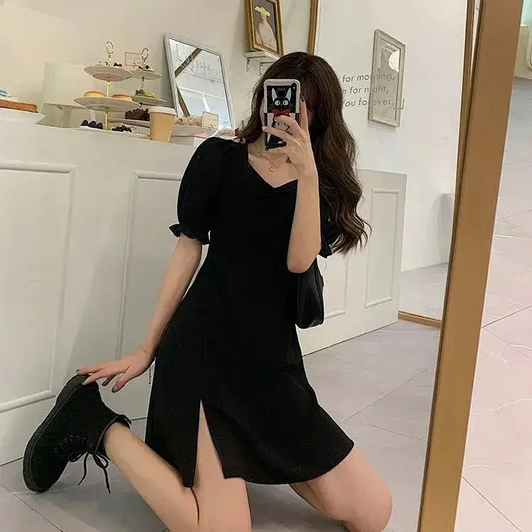 Black Slimming Cross-Country Dress for Plus Size — feature 7