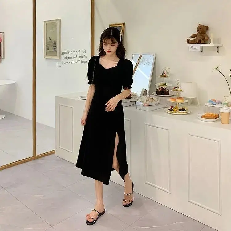 Black Slimming Cross-Country Dress for Plus Size - Image 2
