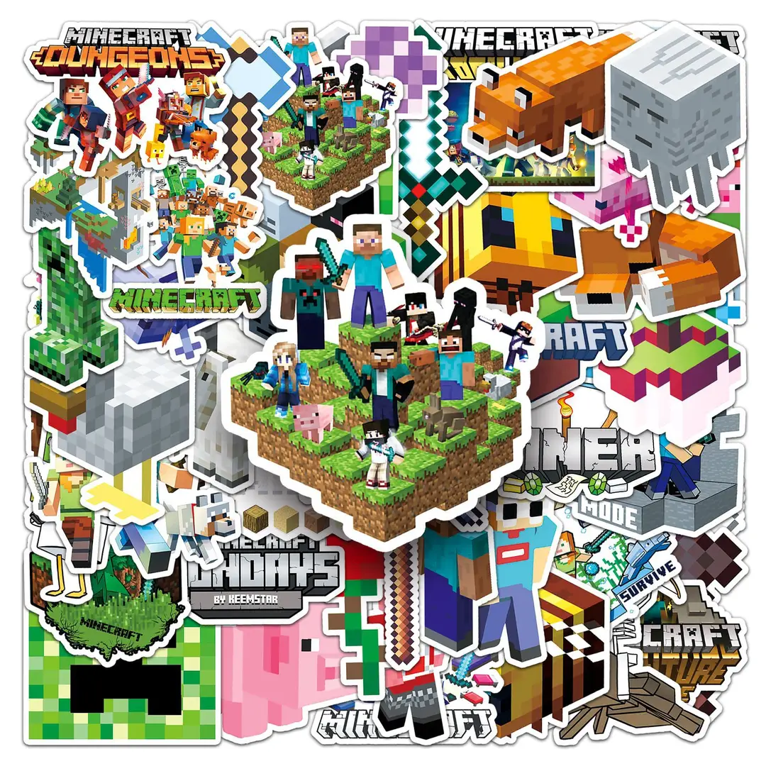 50 My World Personality Cartoon Graffiti Cross Border Game Stickers Decorative Skateboard Luggage Stickers Waterproof - Image 3