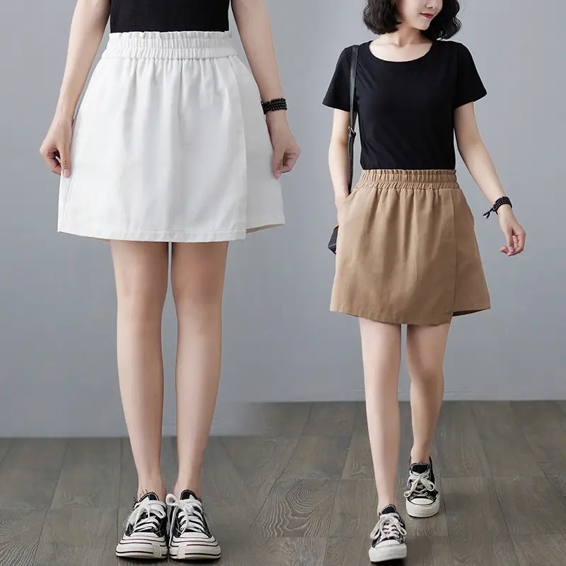 Women Solid Beige Shorts 2025 Summer - Image 4