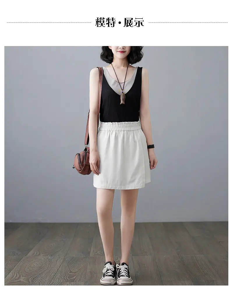 Women Solid Beige Shorts 2025 Summer — feature 11