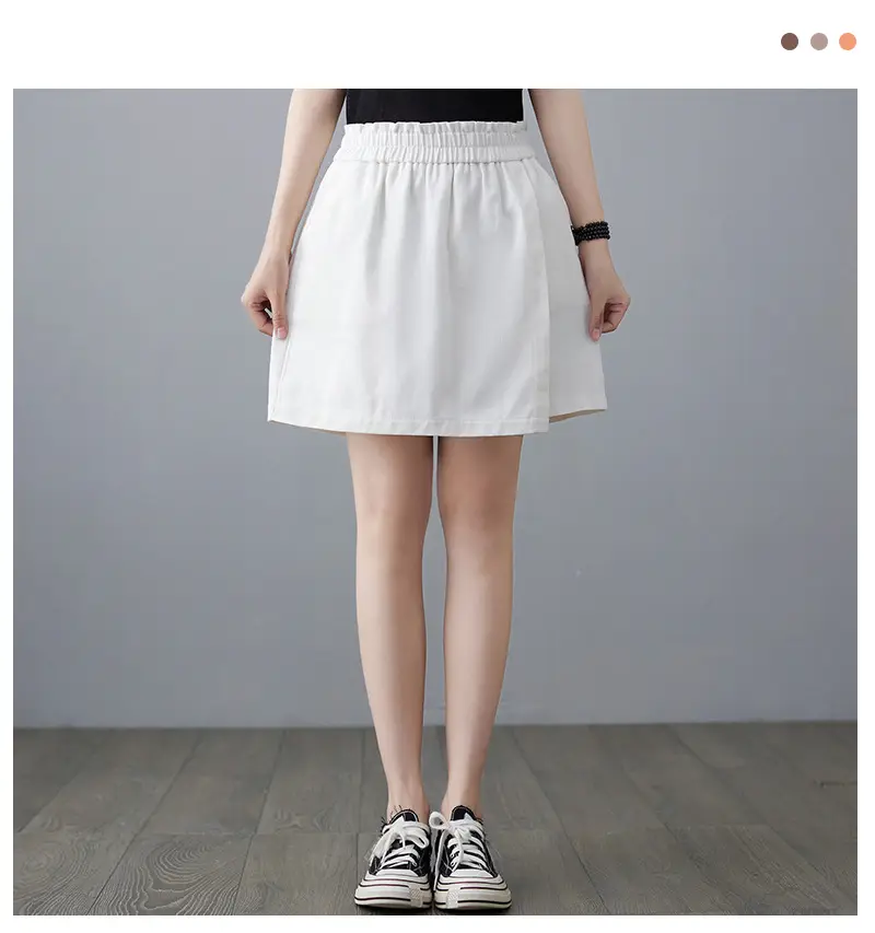 Women Solid Beige Shorts 2025 Summer — feature 12