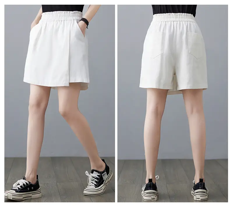 Women Solid Beige Shorts 2025 Summer — feature 13