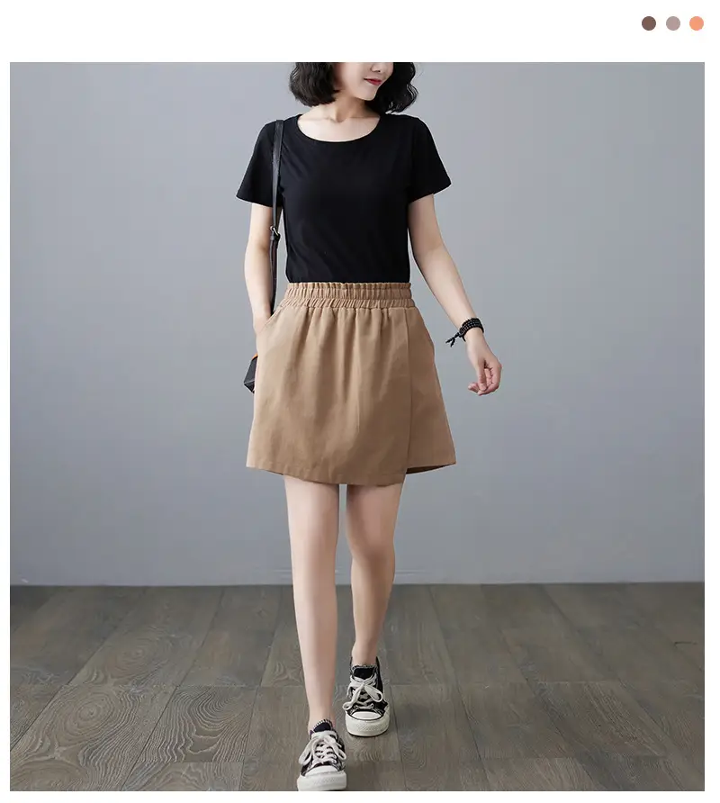 Women Solid Beige Shorts 2025 Summer — feature 18