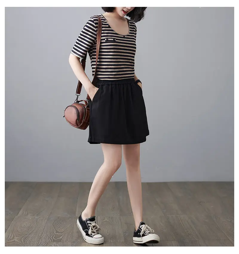 Women Solid Beige Shorts 2025 Summer — feature 27