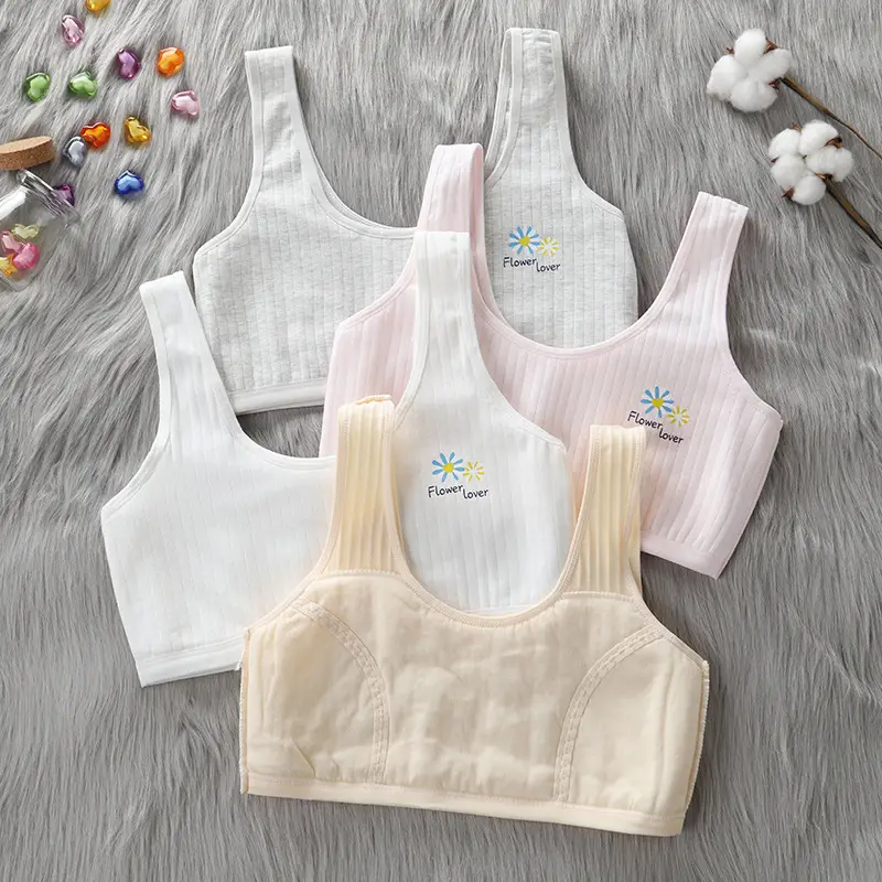 Girls' Adolescent Junior High School Students' Intimates New Tube Top Wire-Free Vest Breathable Cotton Chest-Wrapped Sports Bra