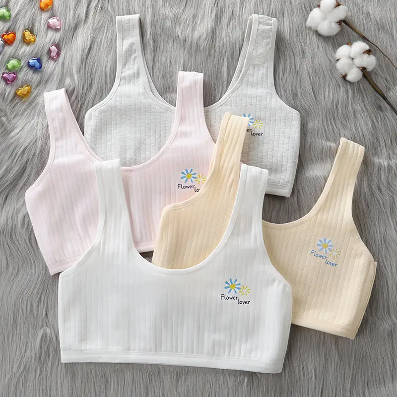 Girls' Adolescent Junior High School Students' Intimates New Tube Top Wire-Free Vest Breathable Cotton Chest-Wrapped Sports Bra