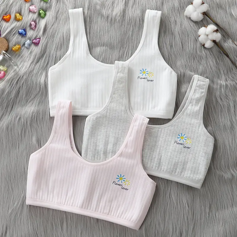 Girls' Adolescent Junior High School Students' Intimates New Tube Top Wire-Free Vest Breathable Cotton Chest-Wrapped Sports Bra