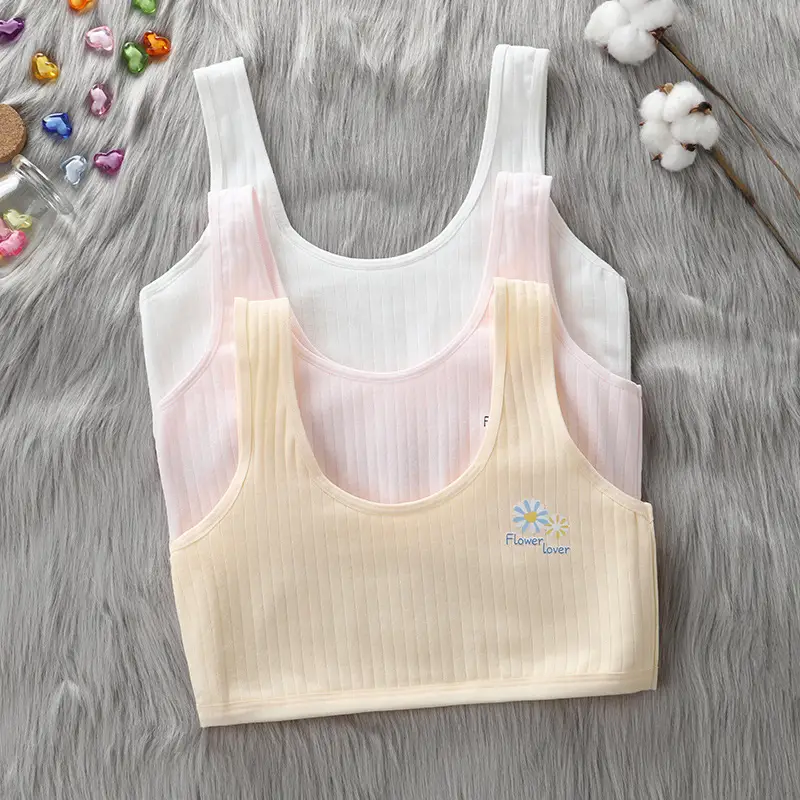 Girls' Adolescent Junior High School Students' Intimates New Tube Top Wire-Free Vest Breathable Cotton Chest-Wrapped Sports Bra