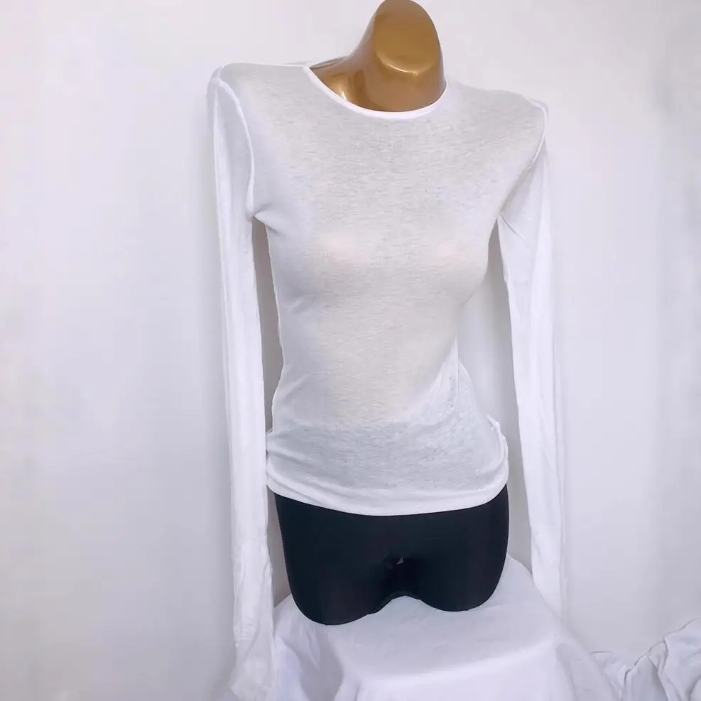 2020 Korean Wear Thin Super Long Sleeve White T-Shirt Top Base Lining Women - Image 7
