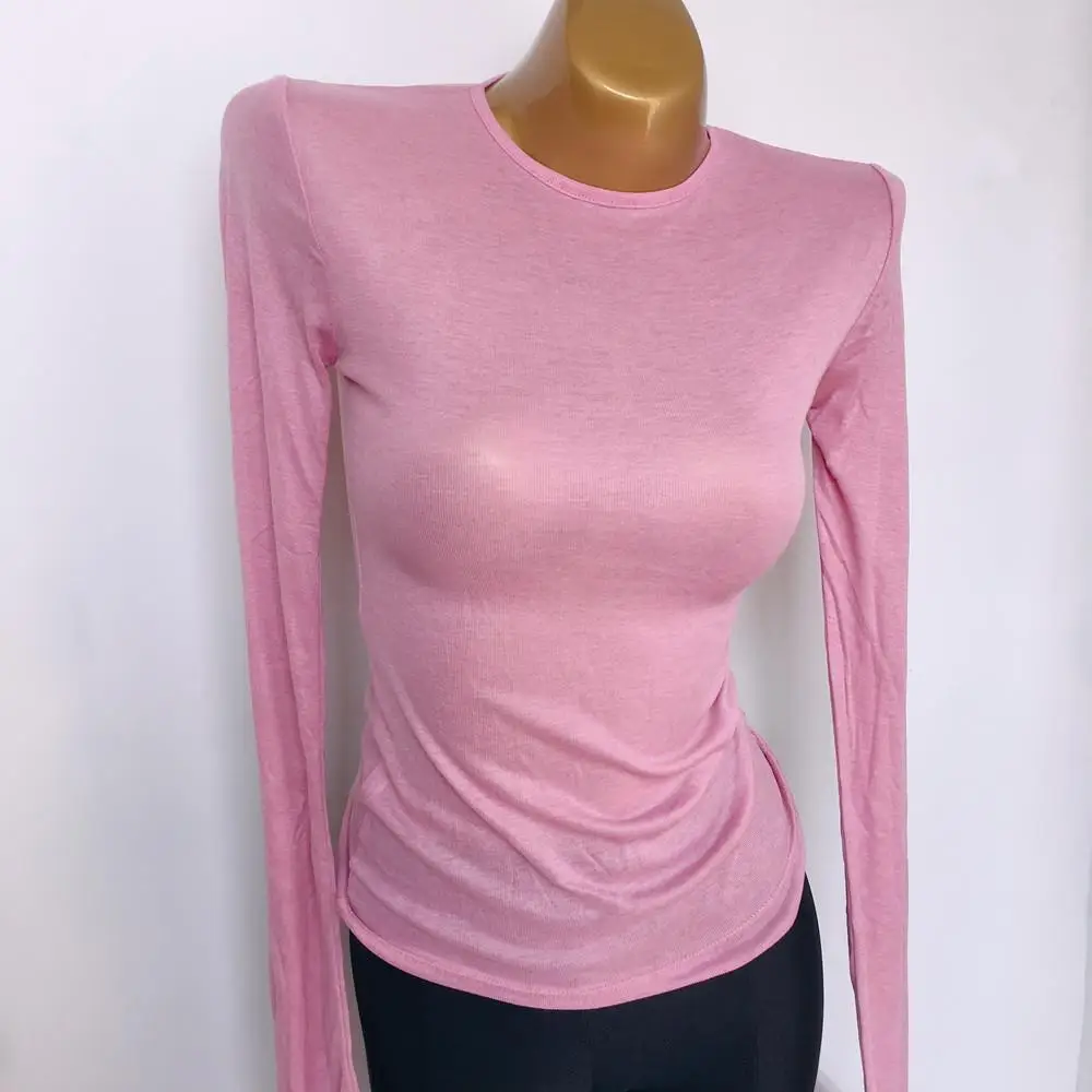 2020 Korean Wear Thin Super Long Sleeve White T-Shirt Top Base Lining Women — feature 1
