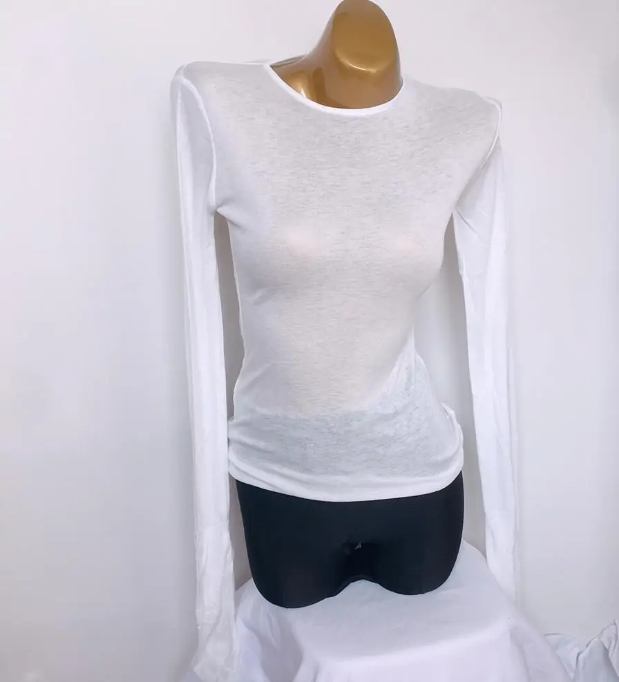 2020 Korean Wear Thin Super Long Sleeve White T-Shirt Top Base Lining Women — feature 10