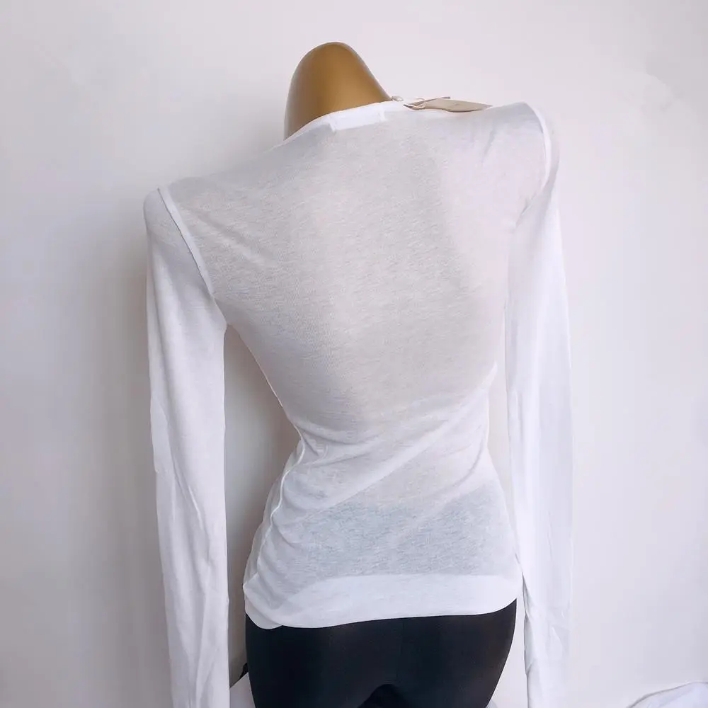 2020 Korean Wear Thin Super Long Sleeve White T-Shirt Top Base Lining Women — feature 11