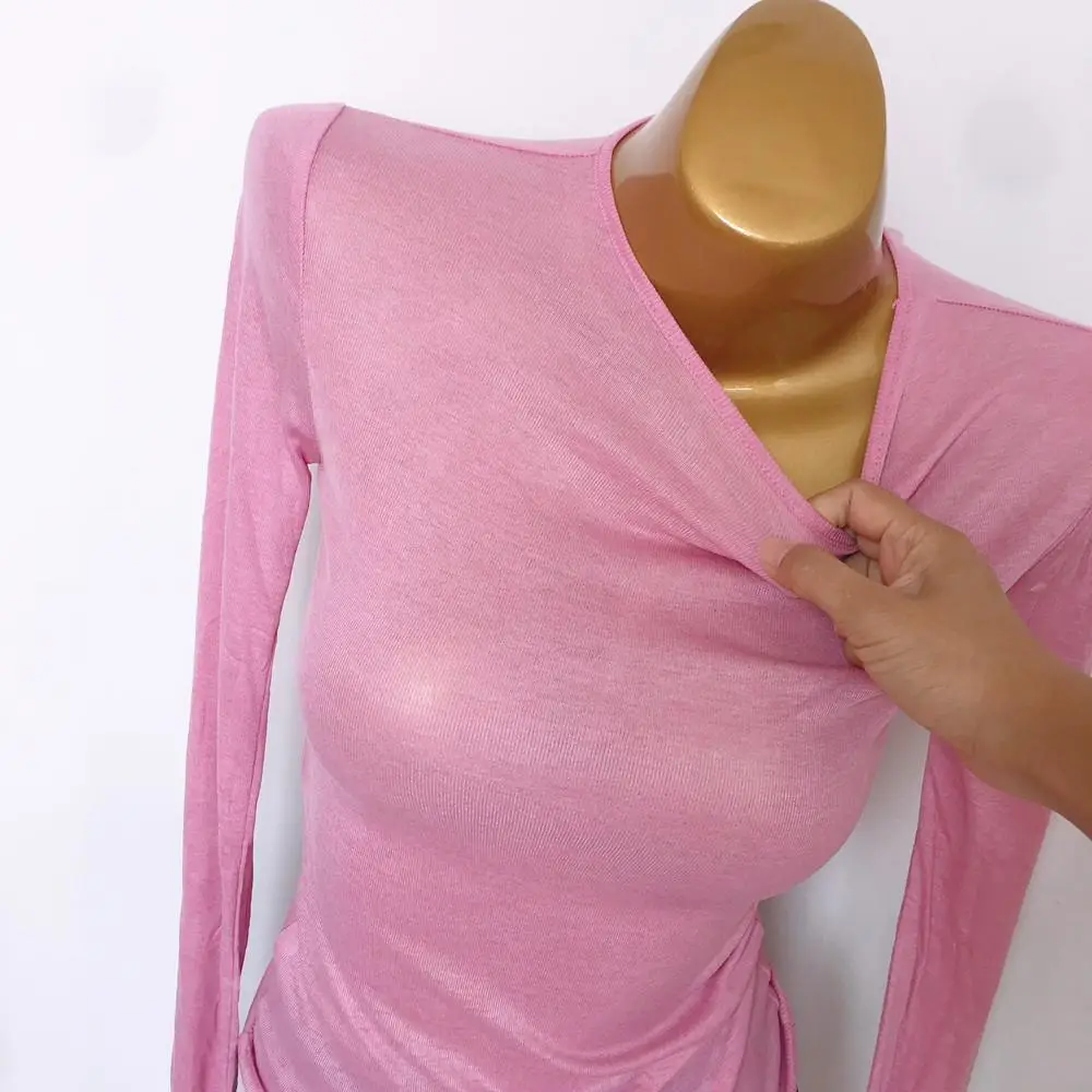 2020 Korean Wear Thin Super Long Sleeve White T-Shirt Top Base Lining Women — feature 2