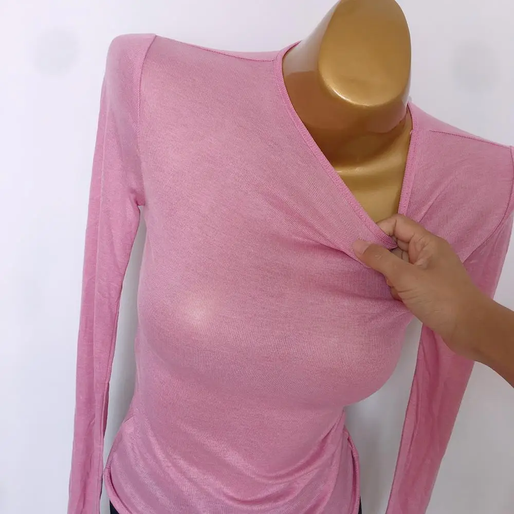 2020 Korean Wear Thin Super Long Sleeve White T-Shirt Top Base Lining Women — feature 3