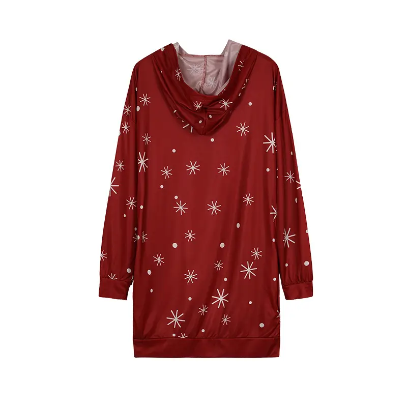 Santa Claus Printed Red Hooded Vest Dress for Women — feature 9