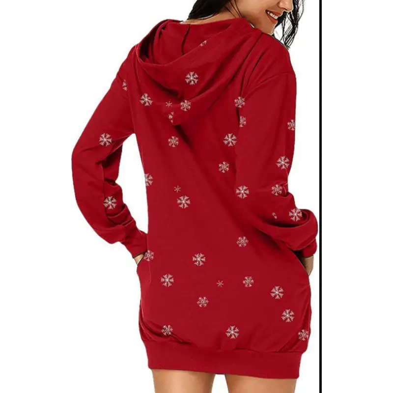 Christmas Elf Print Hooded Vest for Women Black - Image 9