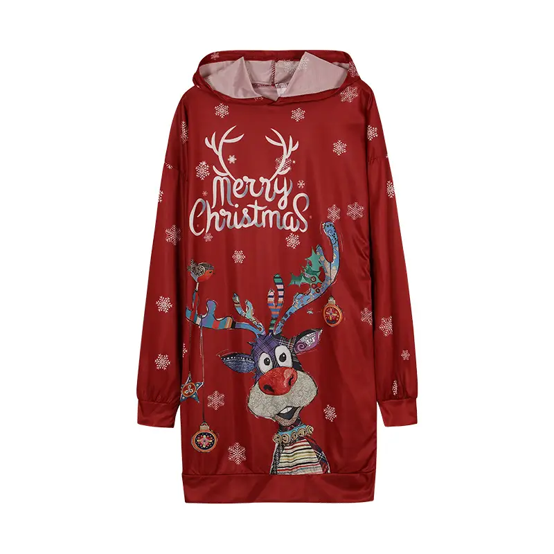 Christmas Elf Print Hooded Vest for Women Black — feature 8
