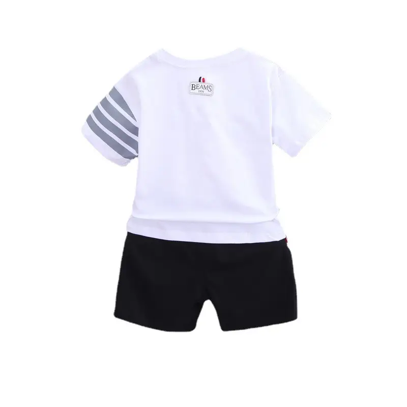 Boys Black Striped Shorts & T-Shirt Set - Image 7
