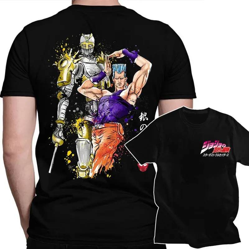 Black JoJo Adventure Short Sleeve T-Shirt for Men - Image 4