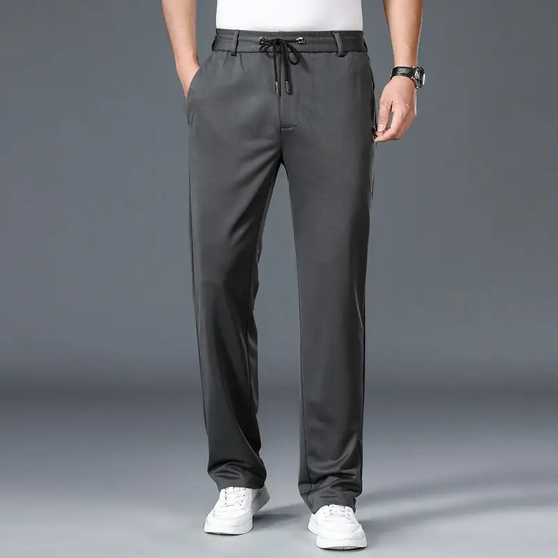 Men's Elastic Waist Sweatpants Black Casual Summer Pants - Image 8