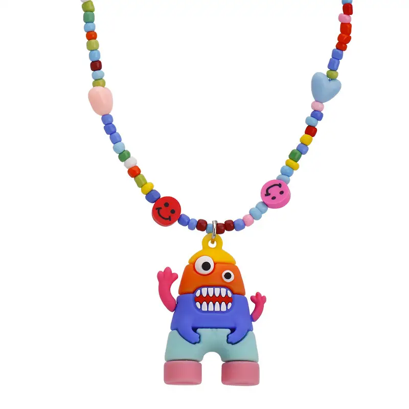 Pink Bunny Rainbow Cartoon Necklace for Women