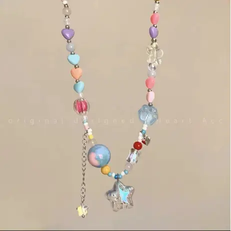 Pink Bunny Rainbow Cartoon Necklace for Women